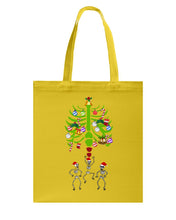 Load image into Gallery viewer, Merry Christmas Funny Dancing Skeleton Basketweave Tote Bag