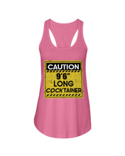 Load image into Gallery viewer, Caution 9&#39;6&#39;&#39; Long Cocktainer Black T-Shirt Ladies Flowy Tank