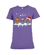 Load image into Gallery viewer, Merry Christmas Three Skulls Christmas T-Shirt Gift Ladies Tee