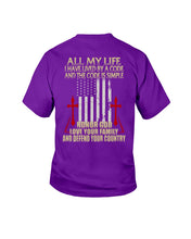 Load image into Gallery viewer, Lived By A Code Back Side T-Shirt Youth Tee