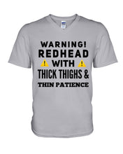 Load image into Gallery viewer, Warning Redhead With Thick Thighs Quote Mug Guys V-Neck