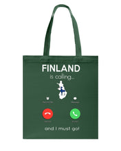 Load image into Gallery viewer, Finland Is Calling Funny Elf Christmas T-Shirt Basketweave Tote Bag