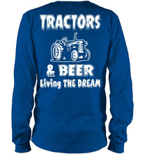 Load image into Gallery viewer, Tractors And Beer Living The Dream Gift For Daddy Father Farmers Unisex Long Sleeve