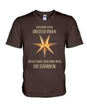 Load image into Gallery viewer, Christmas Star Swedish Julstarnor Black T-Shirt Guys V-Neck