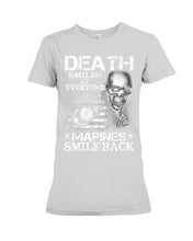 Load image into Gallery viewer, Death Smiles At Every Marines Smile Back Ladies Tee