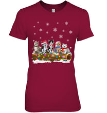 Load image into Gallery viewer, Cat - Trunk Snow Xmas Black T-Shirt Ladies Tee