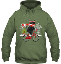 Load image into Gallery viewer, Winter Cat Riding Bicycle Christmas Gift T-Shirt Hoodie