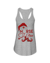 Load image into Gallery viewer, Merry Christmas Nurse Claus Black T-Shirt Ladies Flowy Tank
