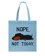 Load image into Gallery viewer, Nope Dachshund Not Today Basketweave Tote Bag