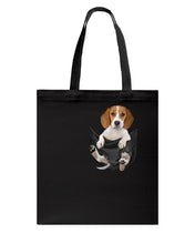 Load image into Gallery viewer, Beagle In The Pocket Funny T-Shirt Basketweave Tote Bag