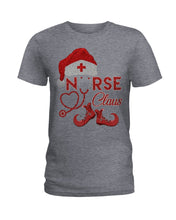 Load image into Gallery viewer, Merry Christmas Nurse Claus Black T-Shirt Ladies Tee