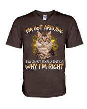 Load image into Gallery viewer, Cat Lovers T-Shirt Not Arguing Just Explaining Guys V-Neck