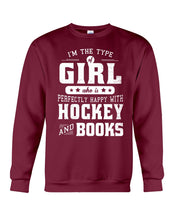 Load image into Gallery viewer, Girl Who Loves Hockey And Books Quote Name T-Shirt Sweatshirt