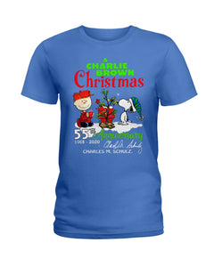 55Th Anniversary A Charlie Brown Christmas Black T-Shirt Ladies Tee