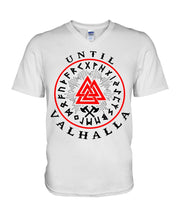 Load image into Gallery viewer, Viking Pattern Until Valhalla Tee Guys V-Neck