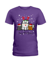 Load image into Gallery viewer, Merry Fluffmas Cute Cats Gift For Cat Lovers Ladies Tee