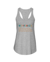Load image into Gallery viewer, West Virginia Girl Knows More Than She Says Ladies Flowy Tank