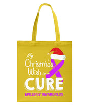 Load image into Gallery viewer, Epilepsy Awareness - My Christmas Wish Is A Cure Basketweave Tote Bag