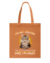 Load image into Gallery viewer, Cat Lovers T-Shirt Not Arguing Just Explaining Basketweave Tote Bag