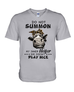 My Inner Heifer Doesn't Play Nice Funny Quote T-Shirt Guys V-Neck