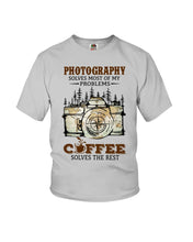 Load image into Gallery viewer, Solve Most Problems Camera Map Photography T-Shirt Youth Tee