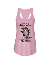 Load image into Gallery viewer, My Inner Heifer Doesn&#39;t Play Nice Funny Quote T-Shirt Ladies Flowy Tank