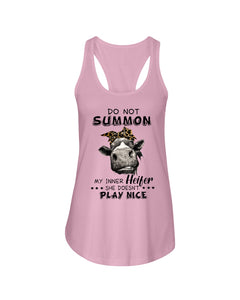 My Inner Heifer Doesn't Play Nice Funny Quote T-Shirt Ladies Flowy Tank