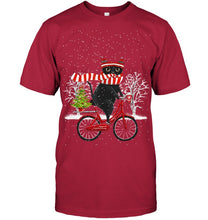 Load image into Gallery viewer, Winter Cat Riding Bicycle Christmas Gift T-Shirt Guys Tee