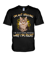 Load image into Gallery viewer, Cat Lovers T-Shirt Not Arguing Just Explaining Guys V-Neck