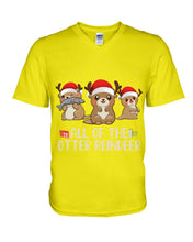 Load image into Gallery viewer, Merry Ottermas All Of The Otter Reindeer Black T-Shirt Guys V-Neck