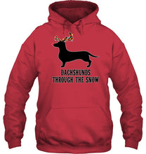 Load image into Gallery viewer, Dachshund Reindeer Through The Snow Christmas Gift Shirt Hoodie
