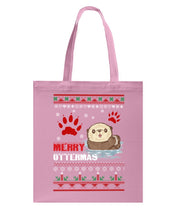 Load image into Gallery viewer, Merry Ottermas All Of The Otter Reindeer Black T-Shirt Basketweave Tote Bag