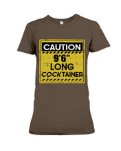 Load image into Gallery viewer, Caution 9&#39;6&#39;&#39; Long Cocktainer Black T-Shirt Ladies Tee