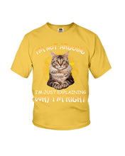 Load image into Gallery viewer, Cat Lovers T-Shirt Not Arguing Just Explaining Youth Tee