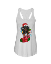 Load image into Gallery viewer, Dachshund In A Sock Christmas Cute Gift For Dachshunds Lovers Ladies Flowy Tank