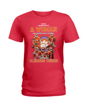 Load image into Gallery viewer, A Woman Loves Clemson Tigers Gift For Fans T-Shirt Ladies Tee