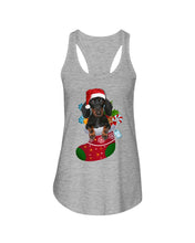Load image into Gallery viewer, Dachshund In A Sock Christmas Cute Gift For Dachshunds Lovers Ladies Flowy Tank