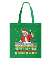 Load image into Gallery viewer, Merry Mixmas - Santa Claus Dj Funny Christmas Gift Basketweave Tote Bag