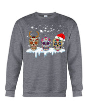 Load image into Gallery viewer, Merry Christmas Three Skulls Christmas T-Shirt Gift Sweatshirt