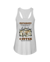 Load image into Gallery viewer, Solve Most Problems Camera Map Photography T-Shirt Ladies Flowy Tank