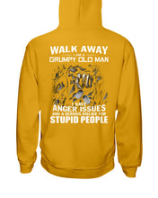 Load image into Gallery viewer, Grumpy Old Man Anger Issue For Stupid People Black T-Shirt Hoodie