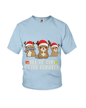 Load image into Gallery viewer, Merry Ottermas All Of The Otter Reindeer Black T-Shirt Youth Tee