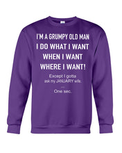 Load image into Gallery viewer, Grumpy Old Man January Wife Black Quote T-Shirt Sweatshirt