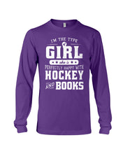 Load image into Gallery viewer, Girl Who Loves Hockey And Books Quote Name T-Shirt Unisex Long Sleeve