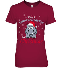 Load image into Gallery viewer, I Want A Hippopotamus For Christmas Shirt Ladies Tee