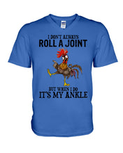 Load image into Gallery viewer, Chicken Roll A Joint Funny Quote T-Shirt For Friends Family Guys V-Neck