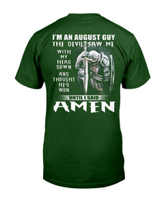 August Guy Amen Birthday Gift For Christian Guys Tee