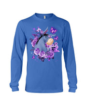Load image into Gallery viewer, Donkey Loves Purple Flowers Custom T-Shirt Unisex Long Sleeve