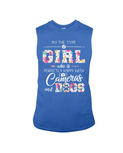 A Girl Who Is Happy With Cameras And Dogs Gift For Dog Lovers T-Shirt Unisex Long Sleeve