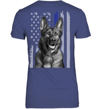 Load image into Gallery viewer, German Shepherd American Flag Veteran Brave Dog Ladies Tee